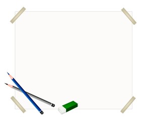 Sharpened Pencils and Eraser on Blank Paper