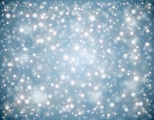 Winter Christmas background, falling snowflakes
