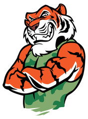 Naklejka premium muscle tiger fighter posing