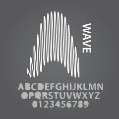 Abstract Wave Alphabet and Numbers Vector