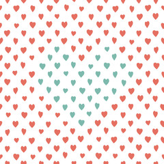 Retro seamless pattern with colorful hearts. 