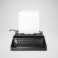 Concept of blogging. Typewriter with computer window