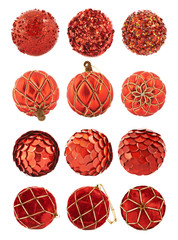 Red christmas decoration balls isolated