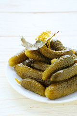 pickled gherkins on a plate