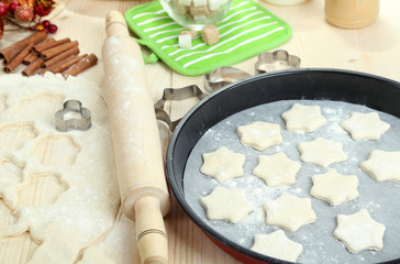 Process of making New Year cookies close-up