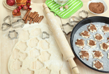 Process of making New Year cookies close-up