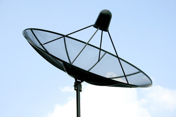 Satellite dish in blue sky