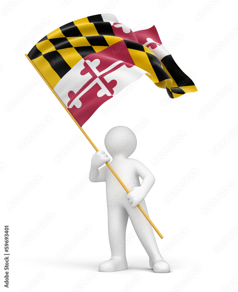 Poster man and flag of maryland (clipping path included)