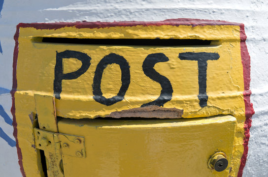 Mailbox in Kamari on the island of Santorini, Greece.