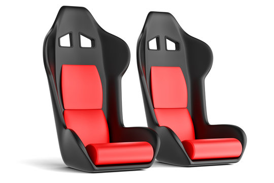 Sport car leather seats isolated on white background