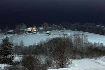 night winter landscape in the city