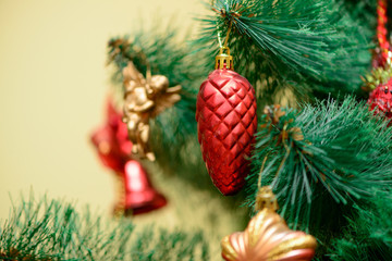 Christmas ornaments on Christmas tree
