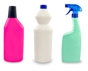 Plastic sanitary bottles.Isolated.