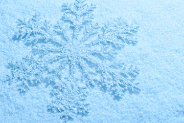 Beautiful snowflake on snow