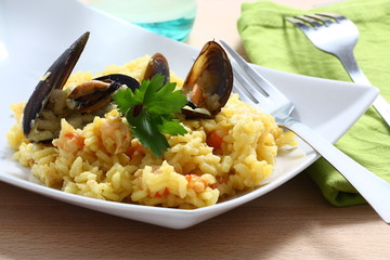 Risotto cozze e gamberetti