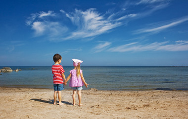 Boy and girl on the beach