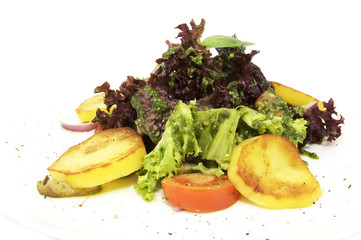 potato salad and greens