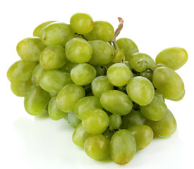 Ripe green grapes isolated on white