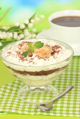 Delicious dessert with banana and caramel