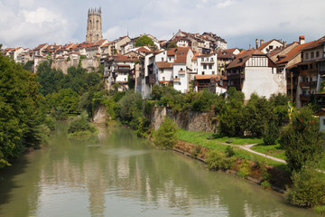 Fototapeta premium Sarine River at Fribourg