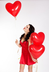 valentine's day beautiful young woman wearing red dress