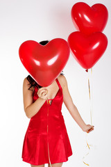 valentine's day beautiful young woman wearing red dress