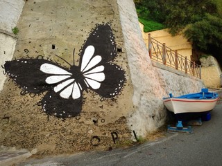 murales barca farfalla graffiti