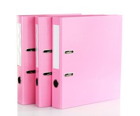 Pink folders, isolated on white
