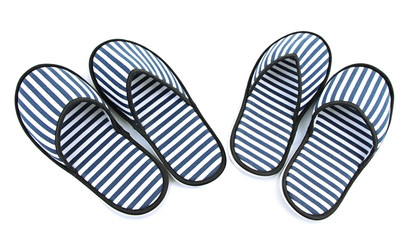 Striped slippers isolated on white