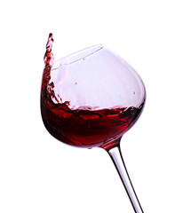 Wineglass with red wine, isolated on white