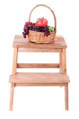 Fototapeta na wymiar Wicker basket with fruits,