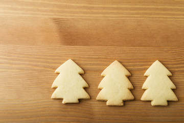 Christmas cookie over the wooden background