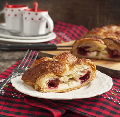 Cheese and strawberry strudel.