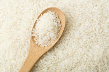 White rice on teaspoon