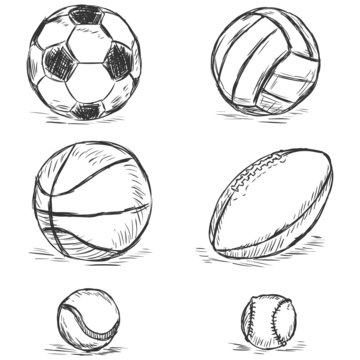 vector sketch illustration - sport balls