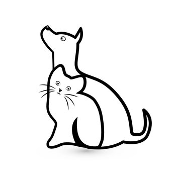 Vector of cat and dog logo icon