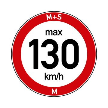 Aufkleber M+S Reifen Geschwindigkeitsindex M 130 km/h