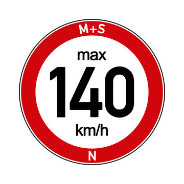 Aufkleber M+S Reifen Geschwindigkeitsindex N 140 km/h