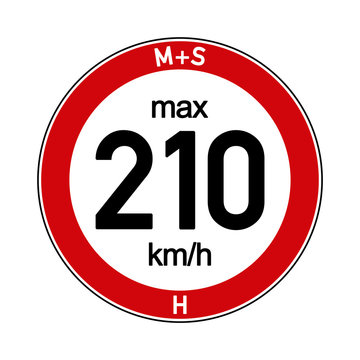Aufkleber M+S Reifen Geschwindigkeitsindex H 210 km/h