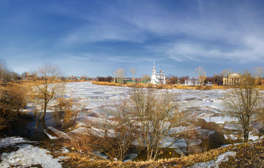 church winter landscape