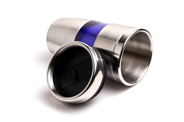 steel mug isolated on white