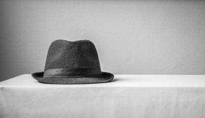 hat on table
