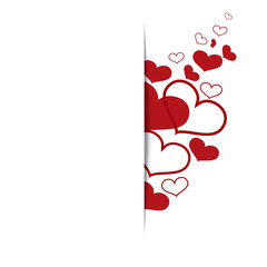 Hearts on white background, concept love. Vector