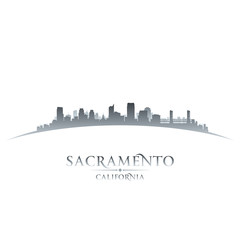 Sacramento California city skyline silhouette white background