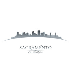 Naklejka premium Sacramento California city skyline silhouette white background