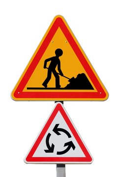 Signalisation de travaux sur un rond-point
