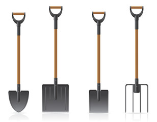 garden tool shovel and pitchfork vector illustration © kontur-vid