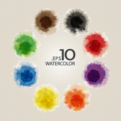 Set of Primary Color Watercolor Vector