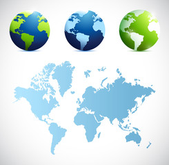 Fototapeta na wymiar world map and globes illustration design