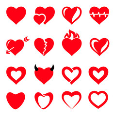 vector hearts icon set